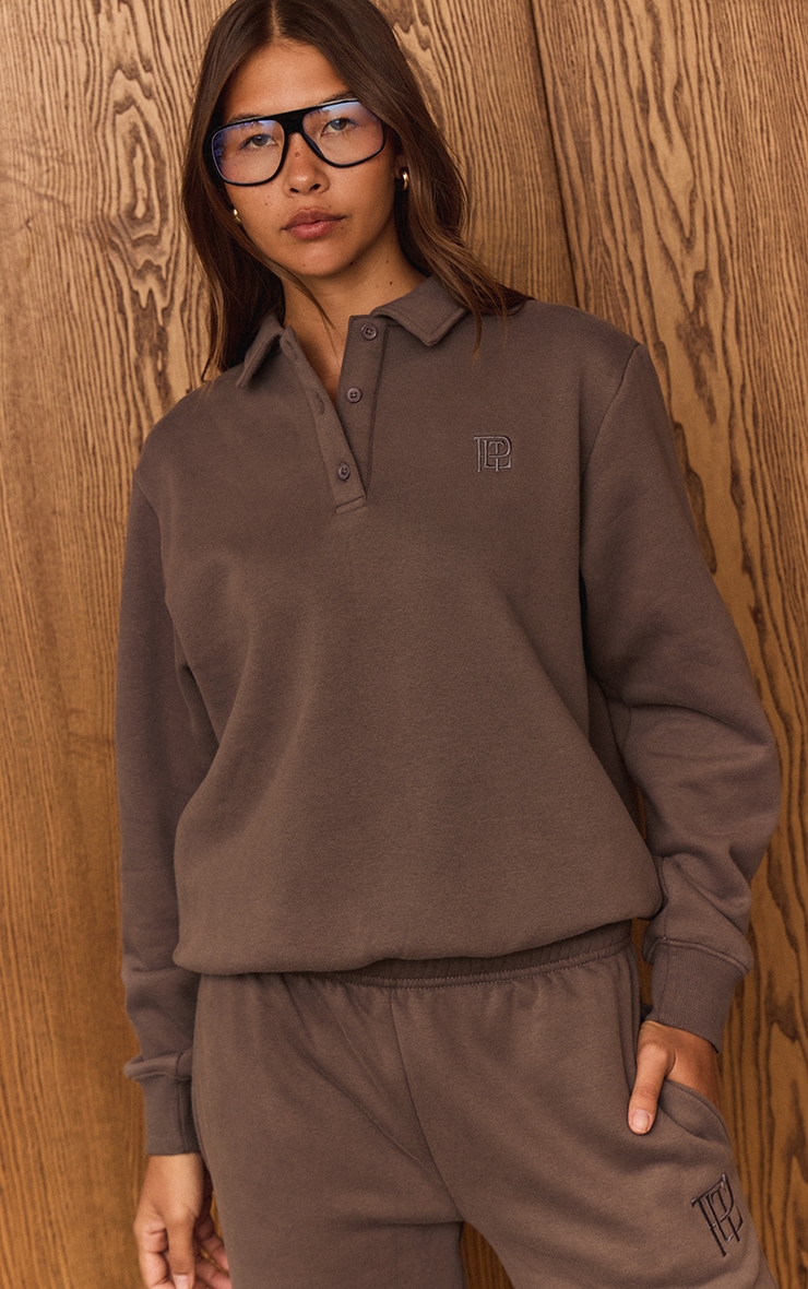 Charcoal Prettylittlething Polo Sweatshirt image 4