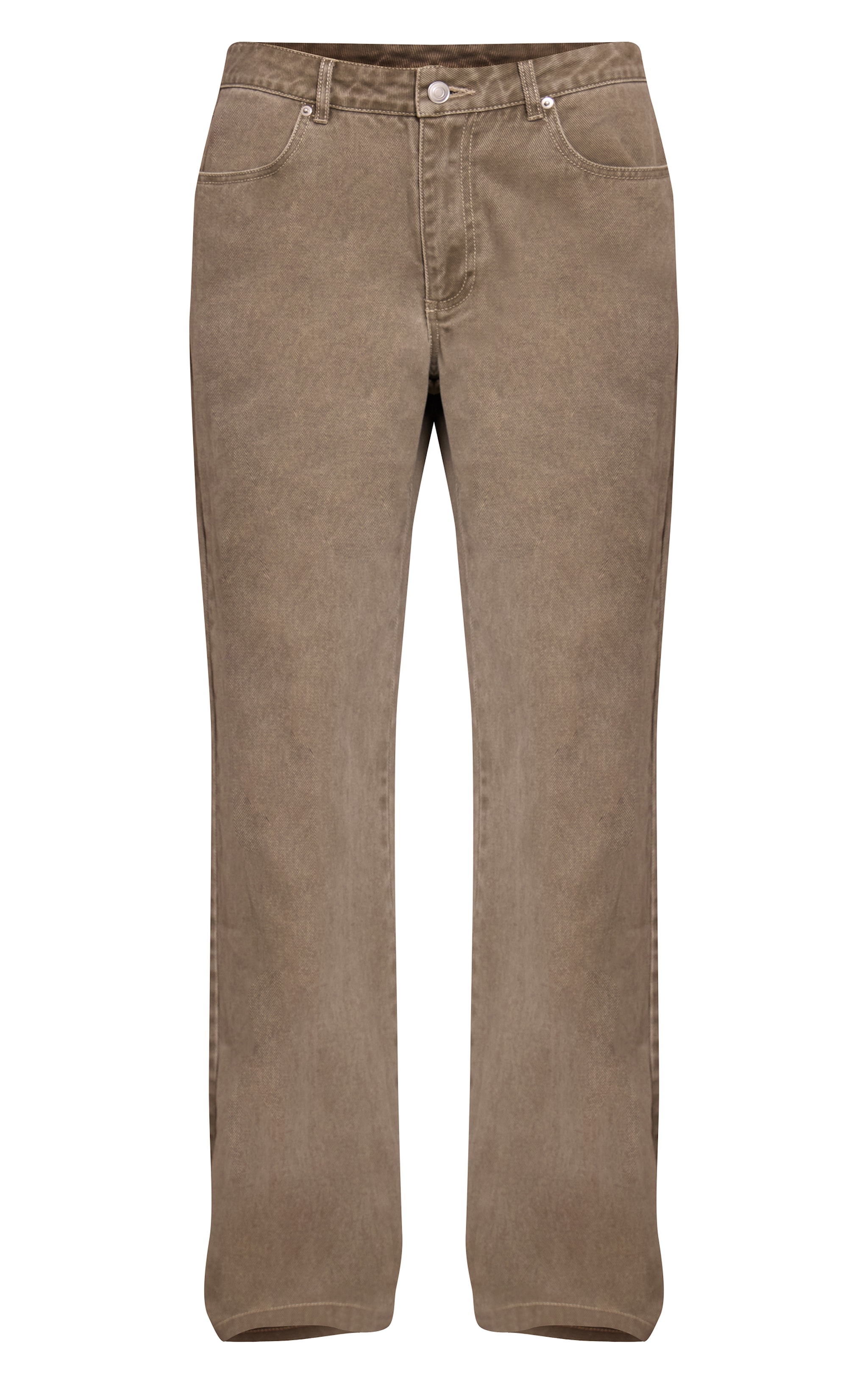 Dark Khaki Mid Waist Straight Leg Jeans image 5