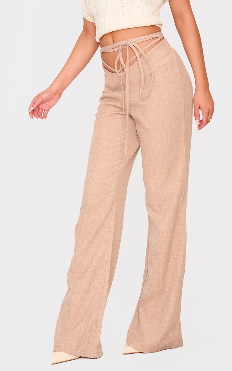 PLT Label Taupe Tie Waist Pants image 2