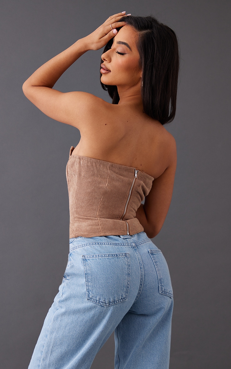 Petite Camel Cord Corset Top image 2