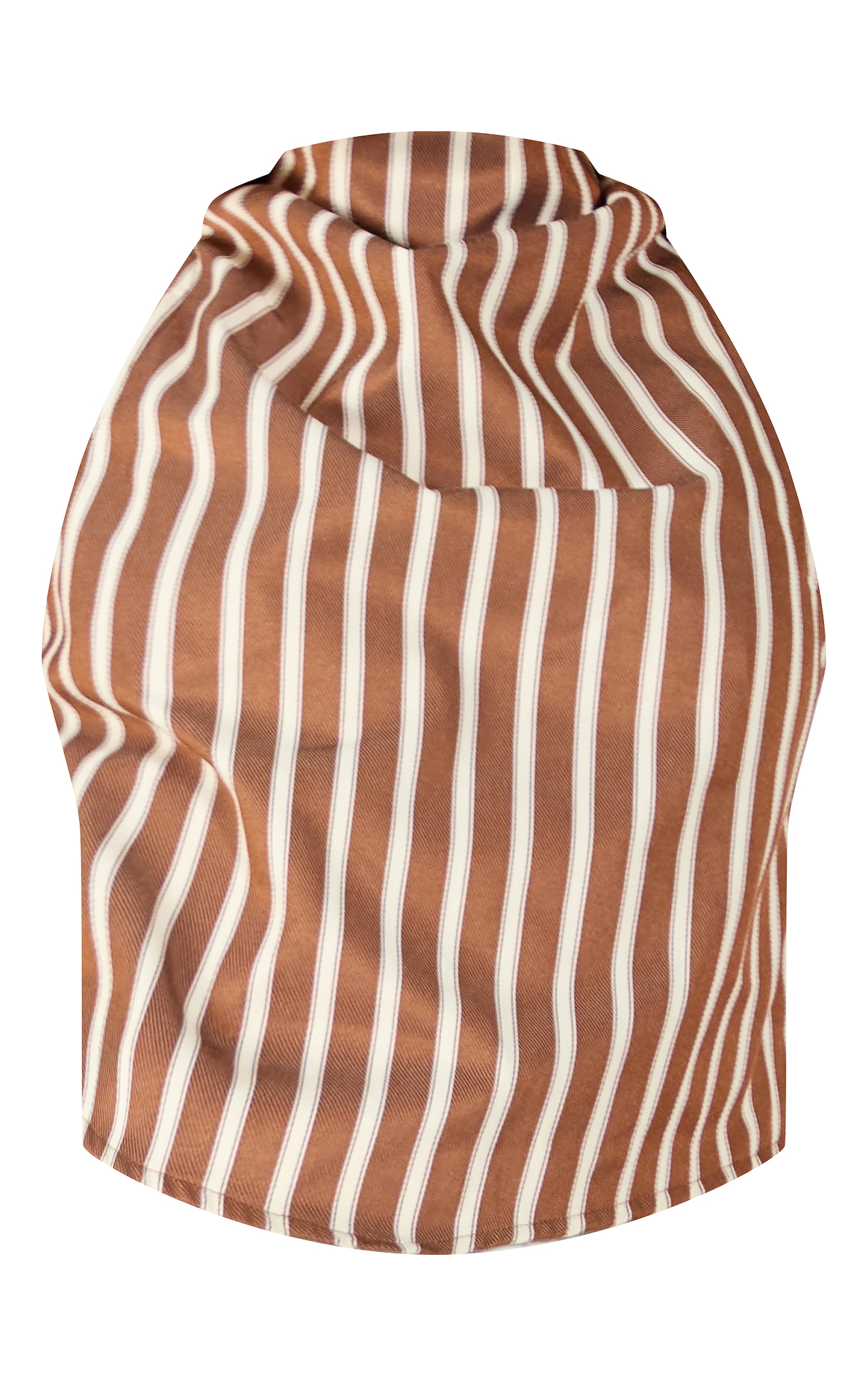 Top en effet coton châtaigne à rayures et dos nu image 5