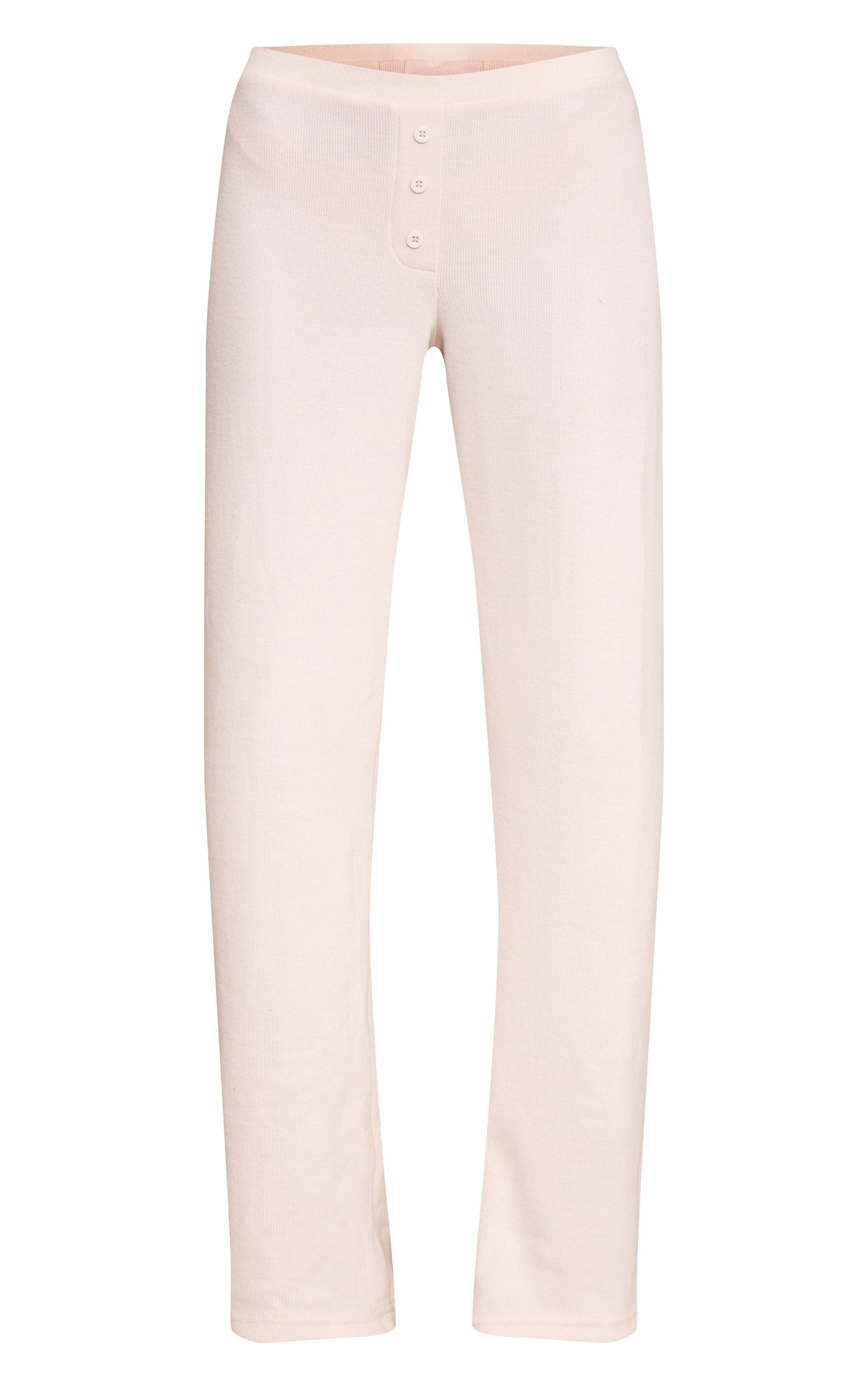 Pantalon large brossé côtelé crème à boutons image 5