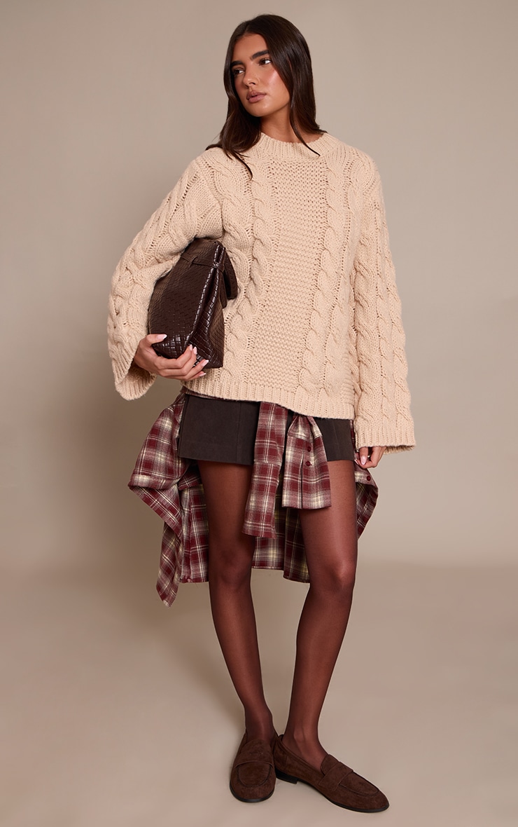 Oatmeal Cable Knit Jumper image 3