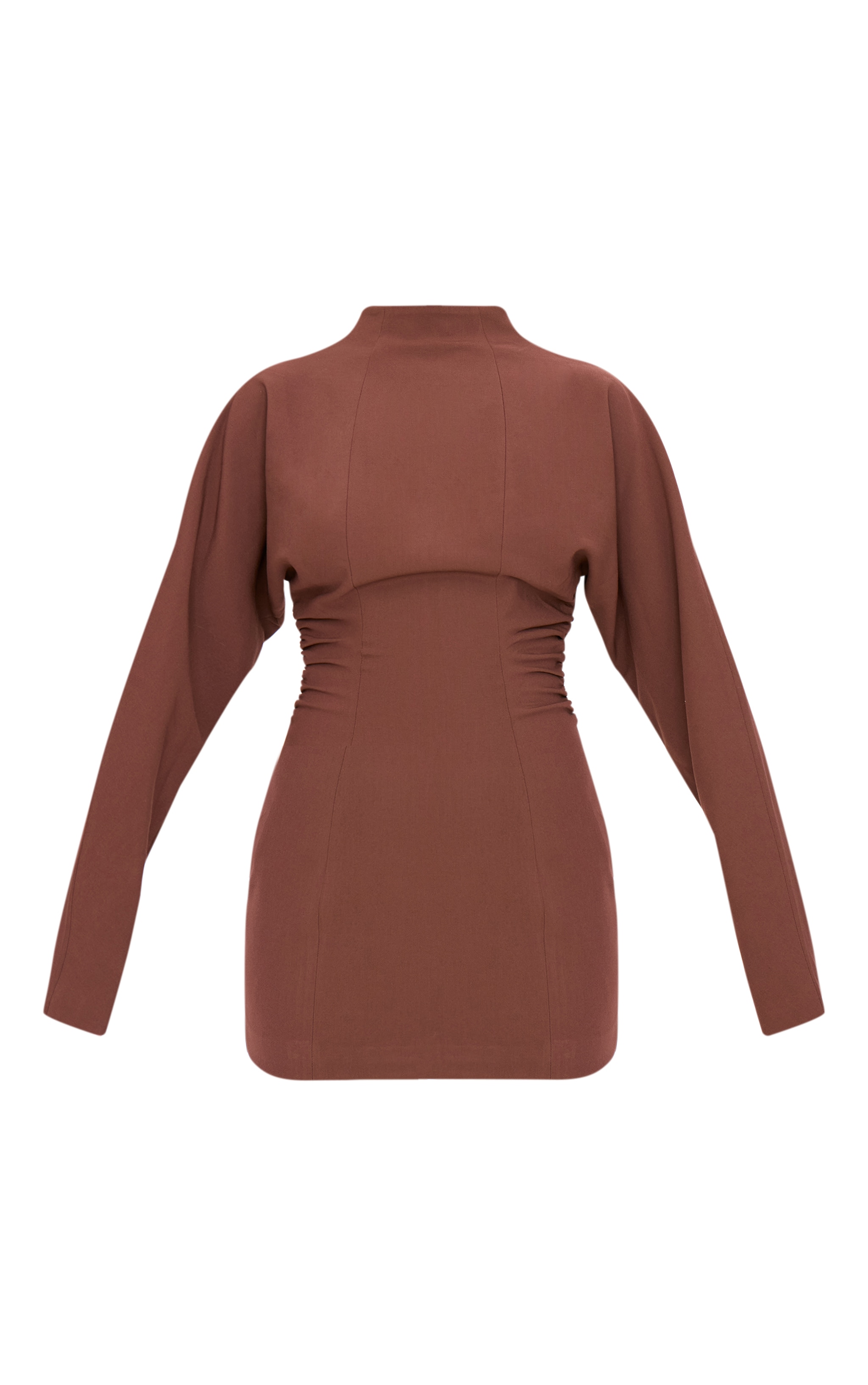 PLT Label Chocolate Batwing Sleeved Pleated Bodycon Dress image 5