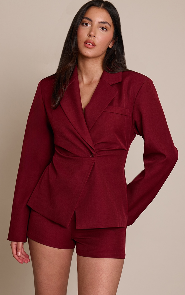 Plum Woven Blazer Tailored Romper