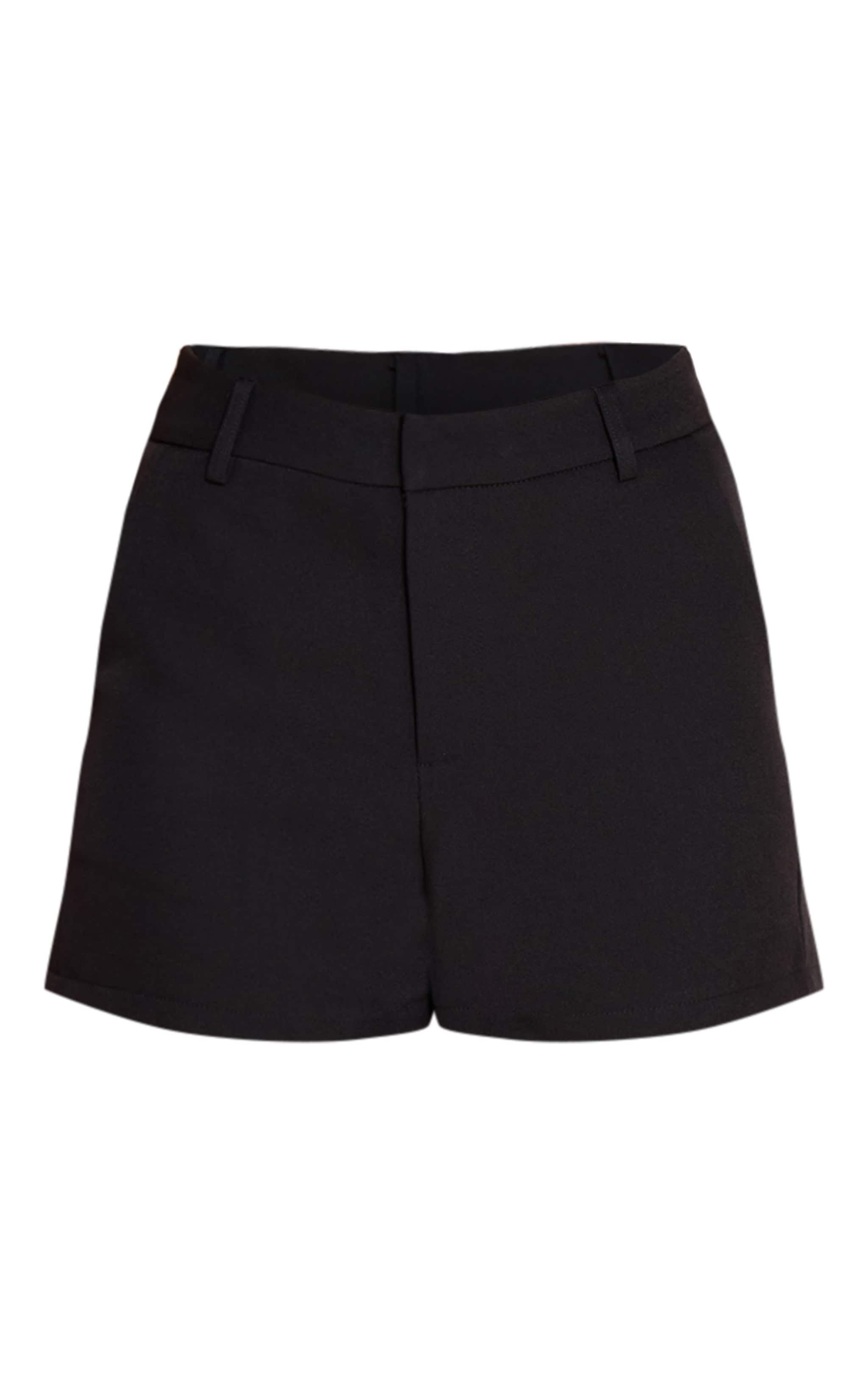 Black Tailored Mid Rise Shorts image 6