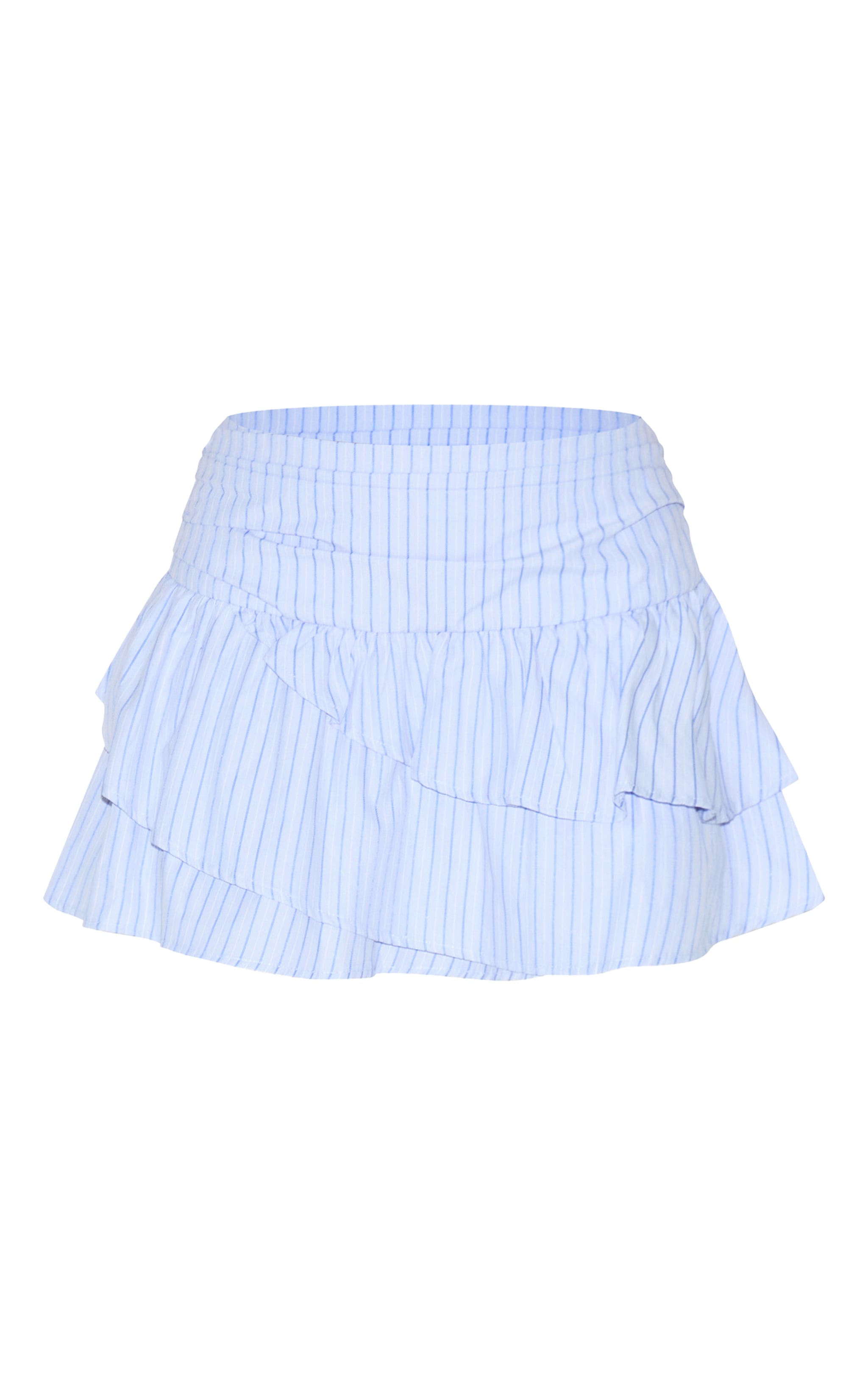 Petite Blue Pinstripe Ruffle Detail Mini Skirt image 6