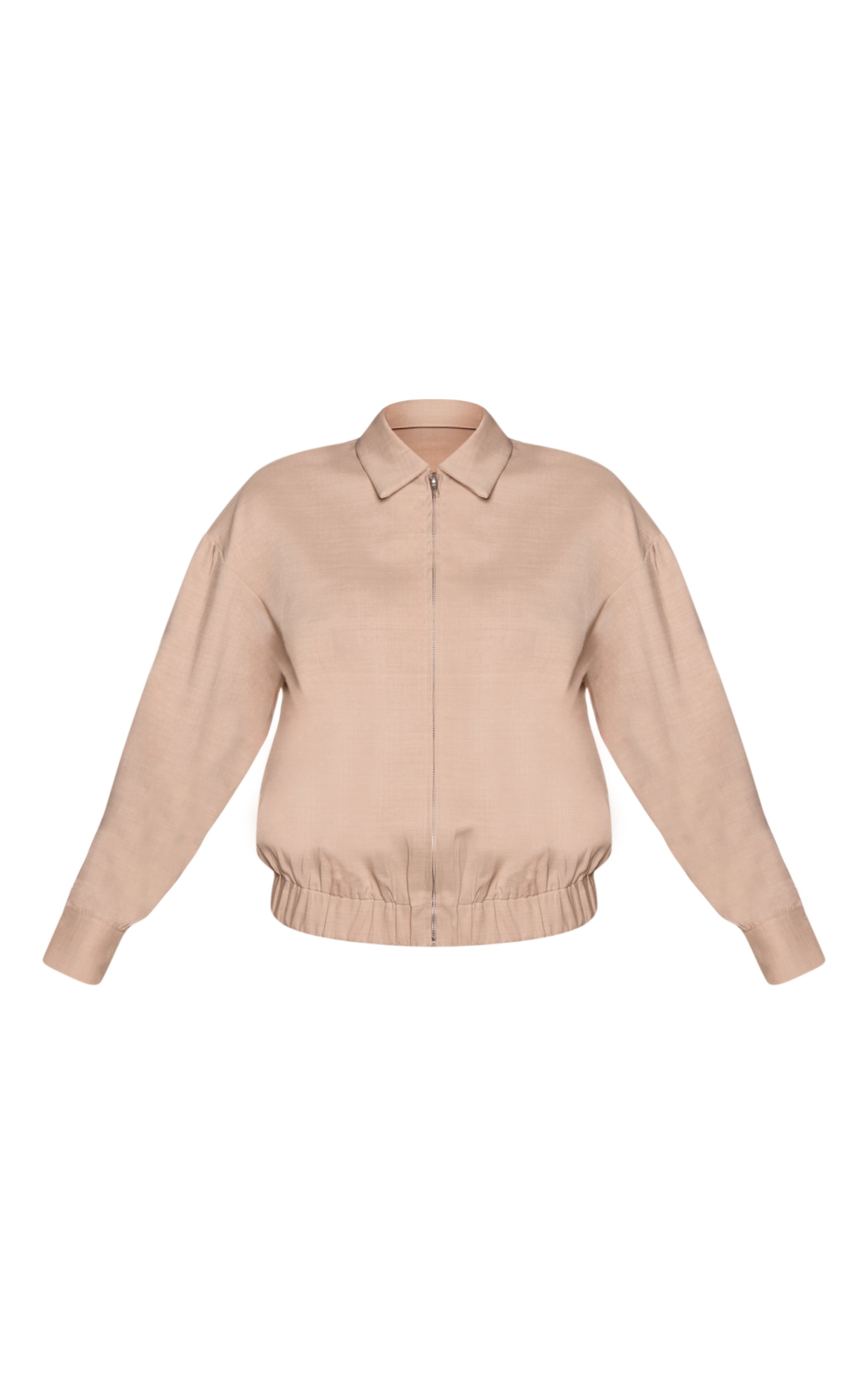 Beige Textured Woven Zip Up Jacket image 5