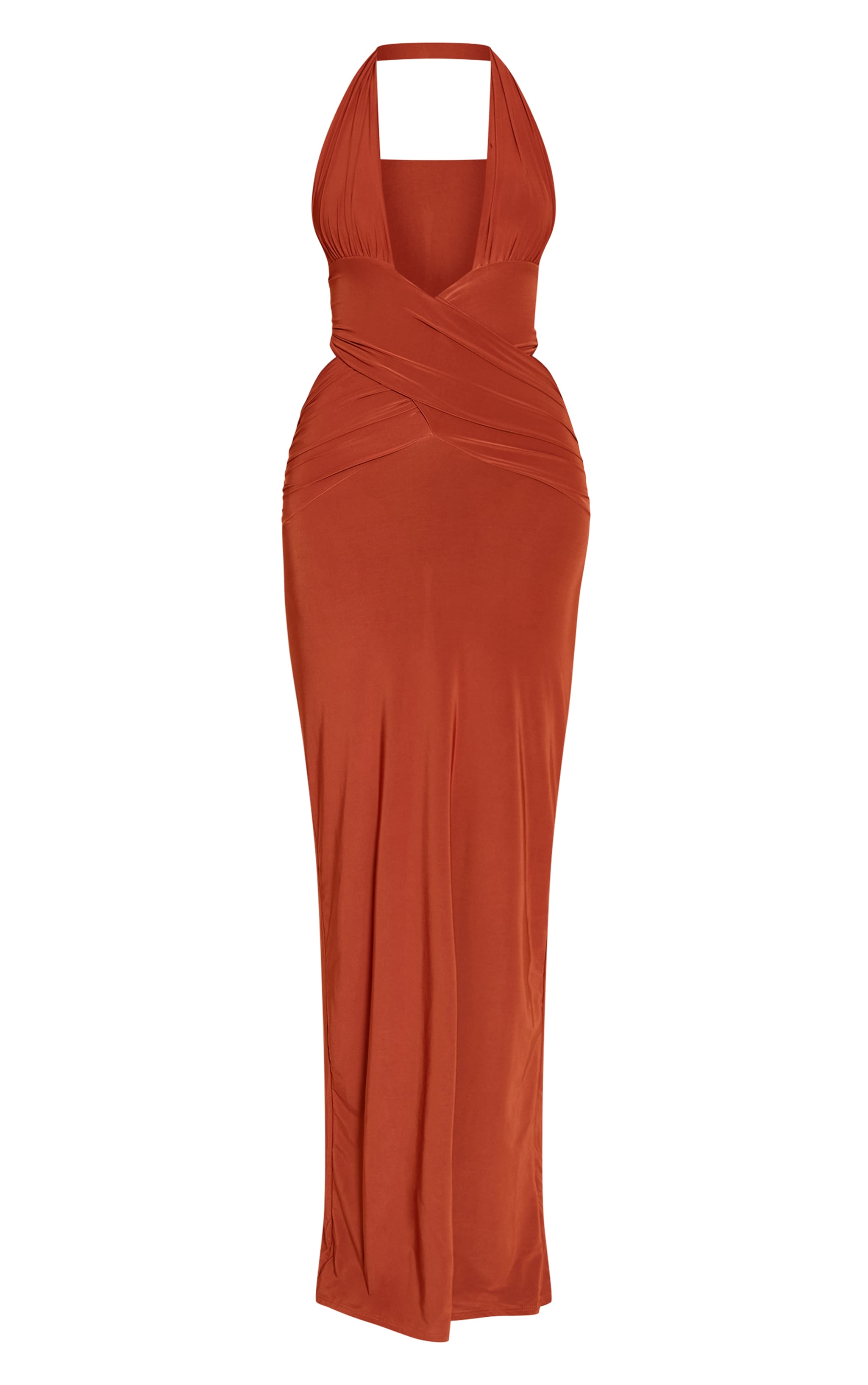 Rust Slinky Extreme Plunge Maxi Dress image 5
