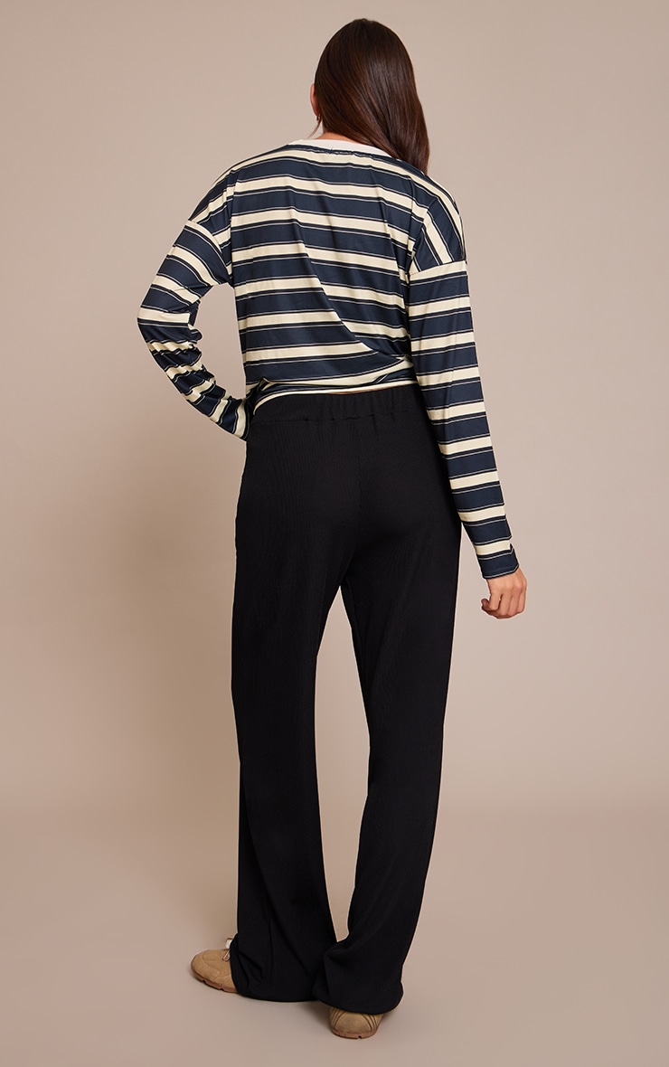 Black Boyfriend Style Wide Leg Pants image 3