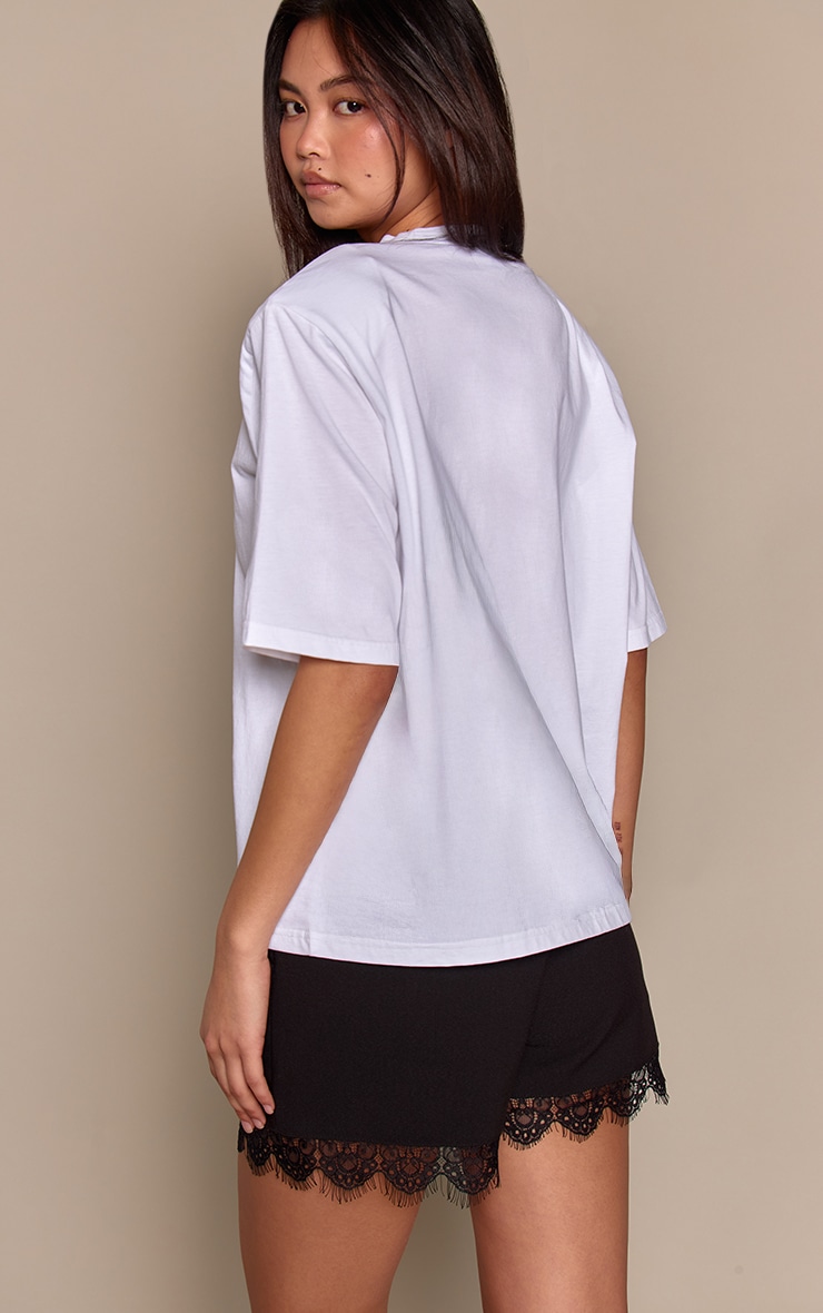 Black Brushed Woven Lace Detail Shorts image 3