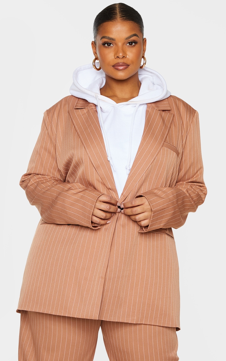 Plus size pinstripe blazer clearance