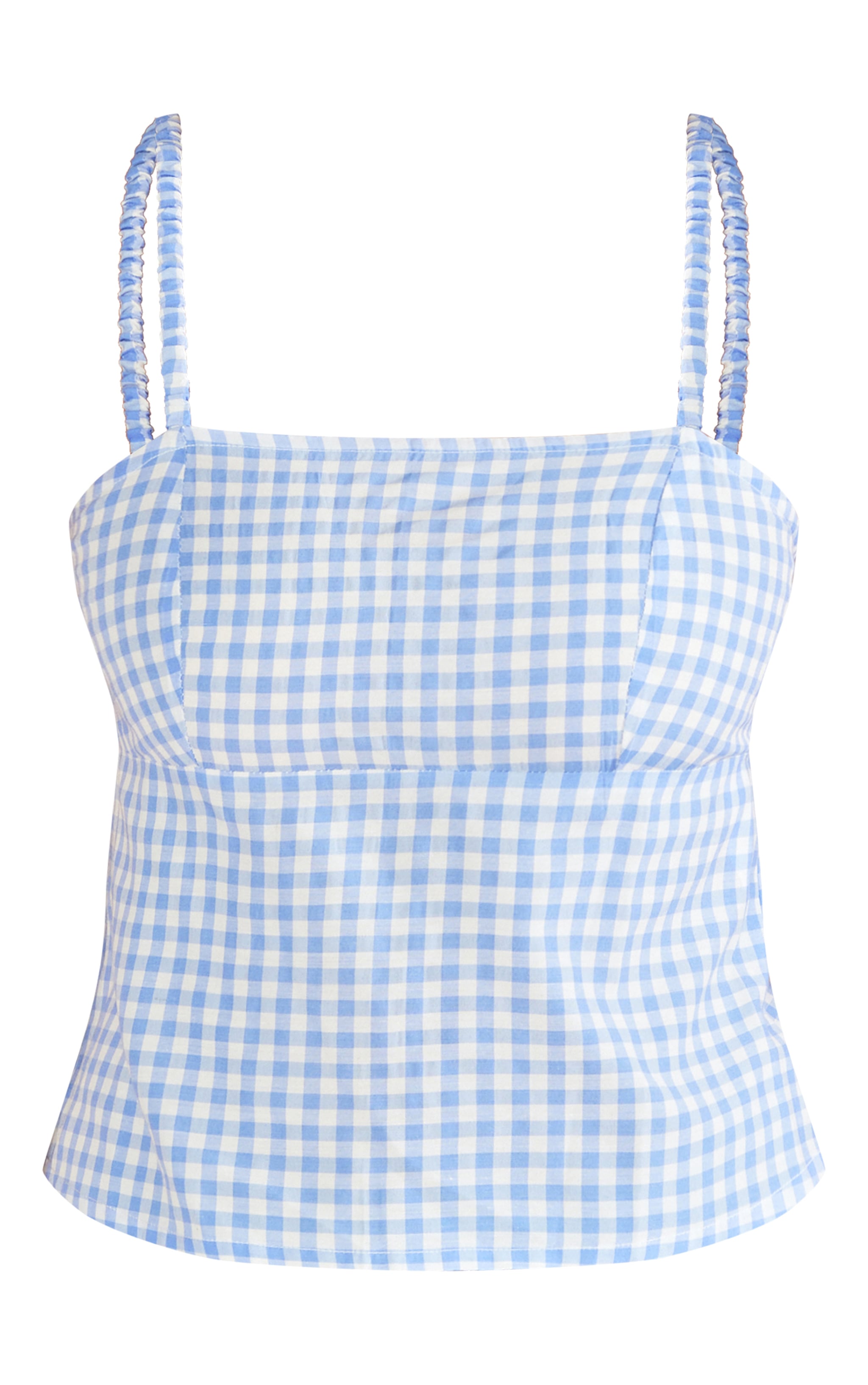 Baby Blue Gingham Open Back Strappy Crop image 5