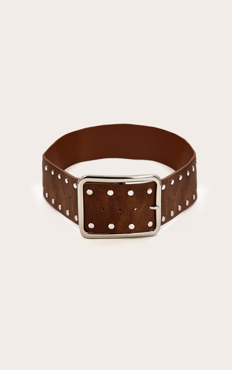 Tan Thick Faux Suede Square Buckle Belt image 2