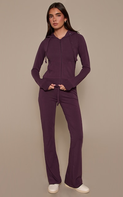 Dark Plum Low Rise Skinny Flare Pants