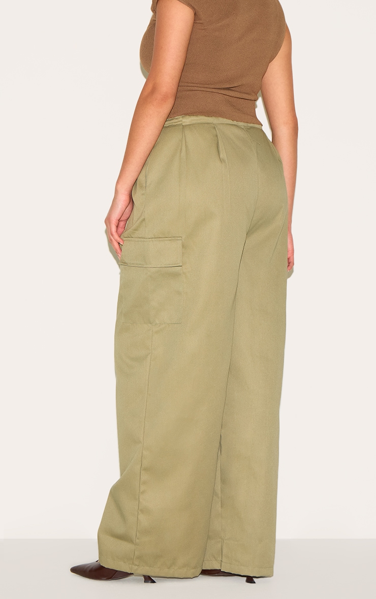 Plus Khaki Tie Waist Cargo Pant image 3