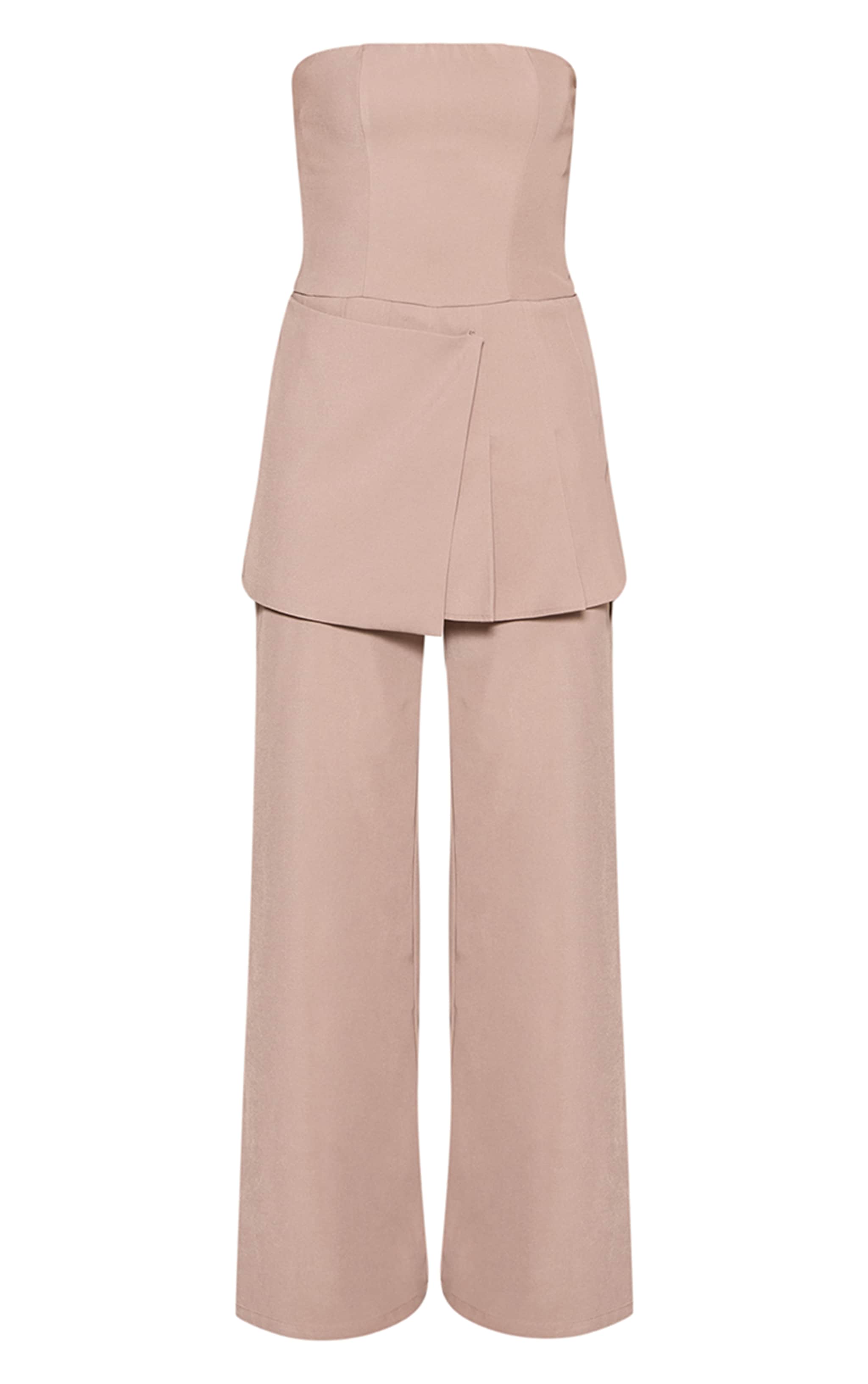 Taupe Woven Overlay Skirt Detail Bandeau Jumpsuit image 5