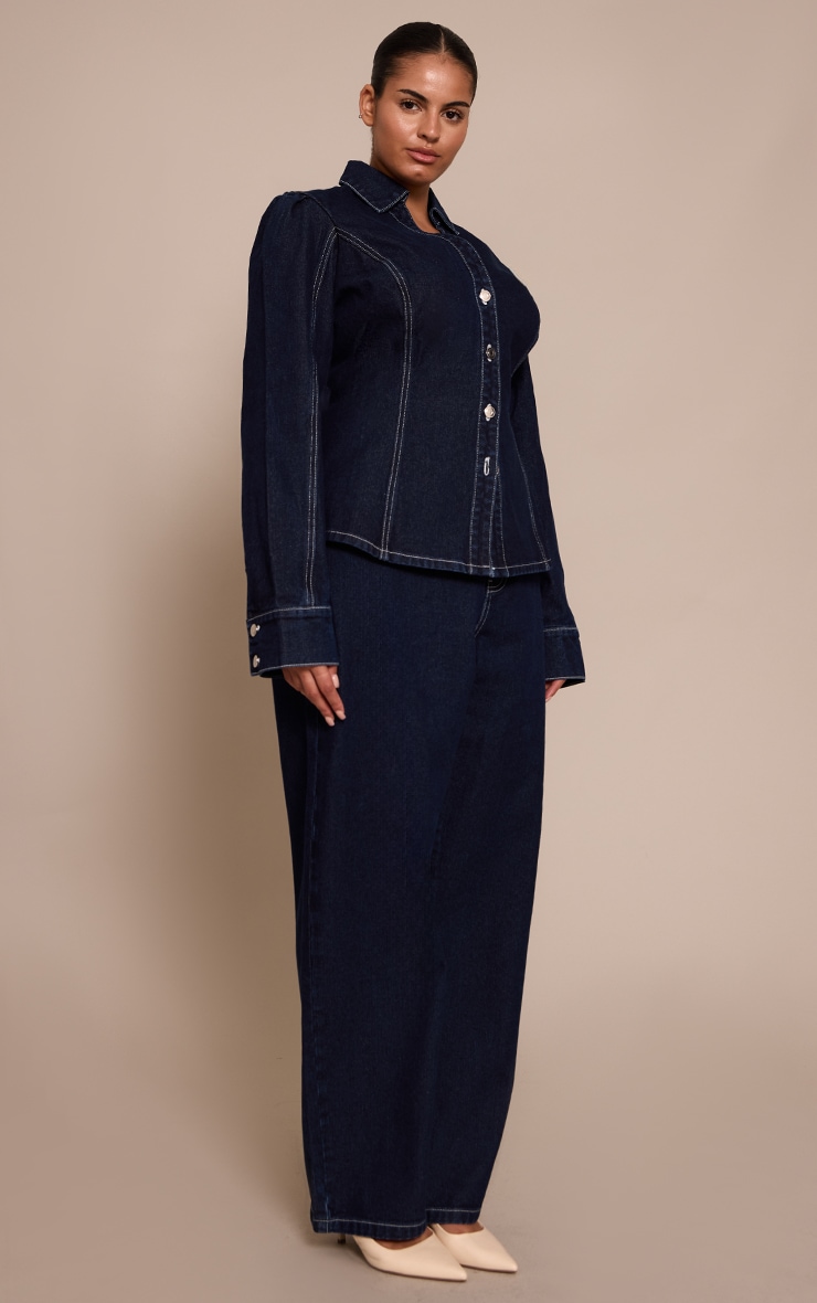 Plus Indigo Cinched Waist Denim Shirt image 3