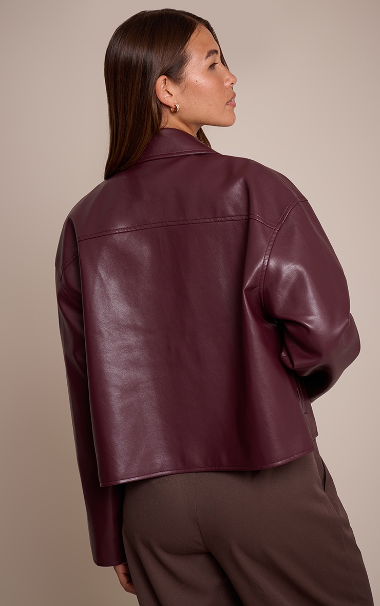 Burgundy Zip Through Pu Jacket