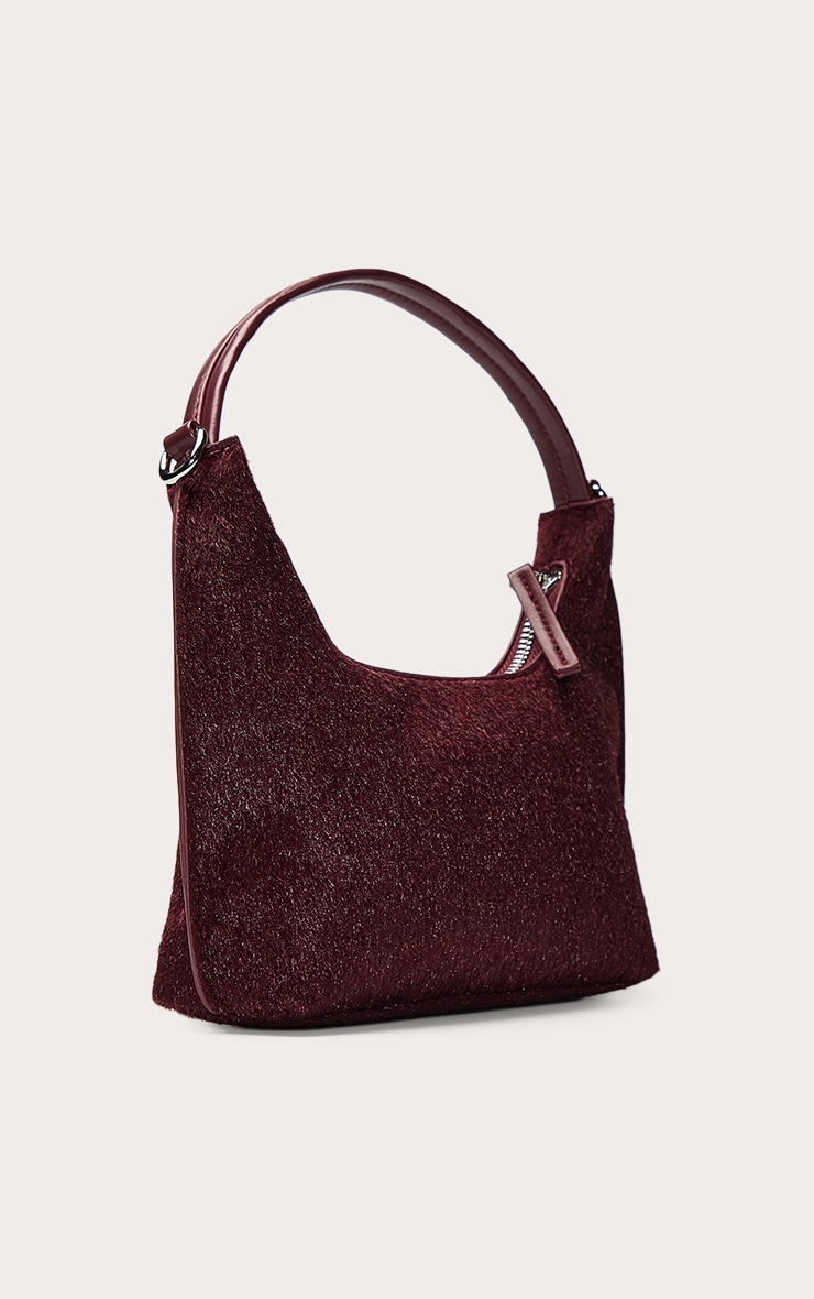 Plum Pony Hair Angled Shoulder Bag image 3