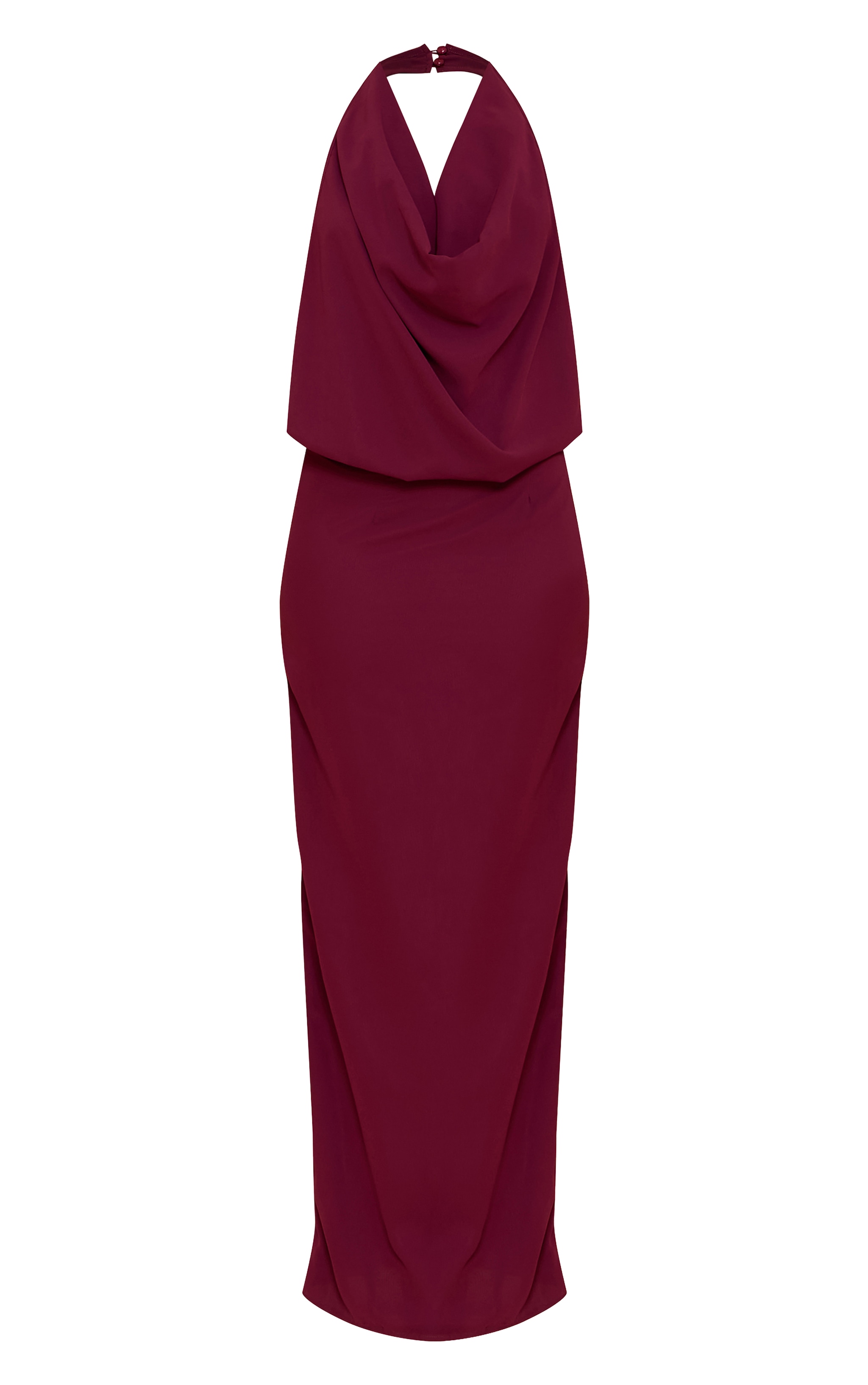 Robe longue en mousseline de soie prune à col bénitier image 5