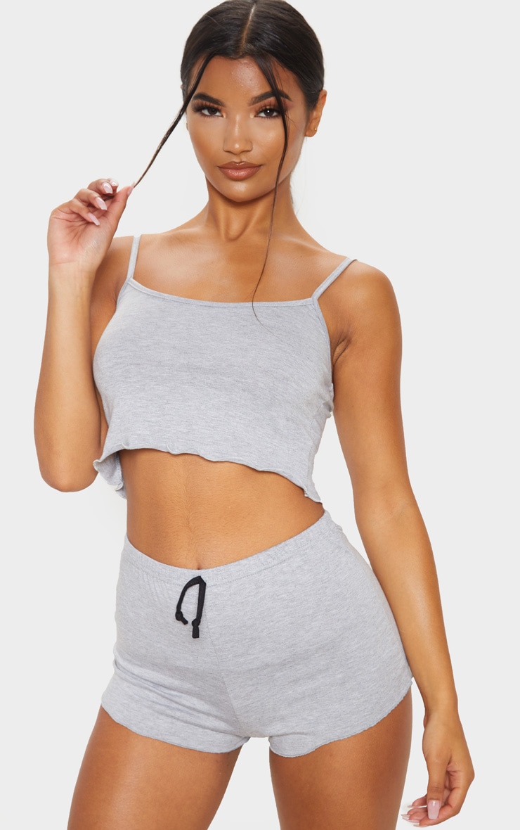 Grey Basic Frill Hem PJ Set