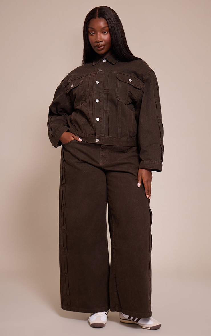 Plus Dark Chocolate Pleat Detail Denim Jeans