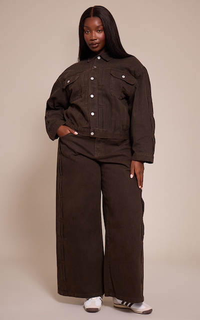 Plus Dark Chocolate Pleat Detail Denim Jeans