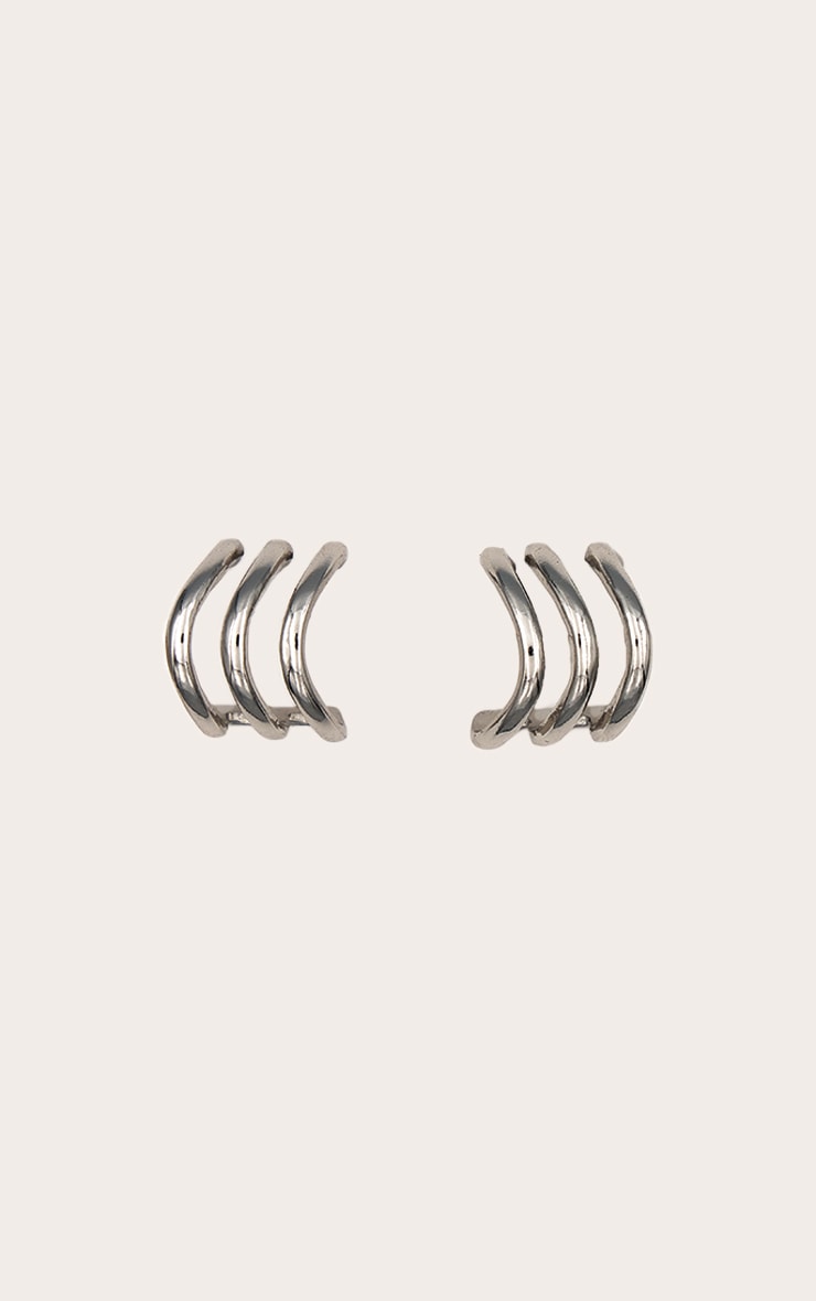 Silver Ridge Wave Hoop Earrings image 2