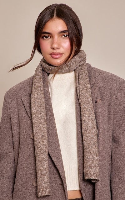 Taupe Knitted Skinny Scarf
