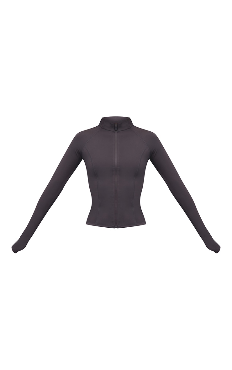 Charcoal Sculpt Seam Detail Zip Up Gym Jacket image 5