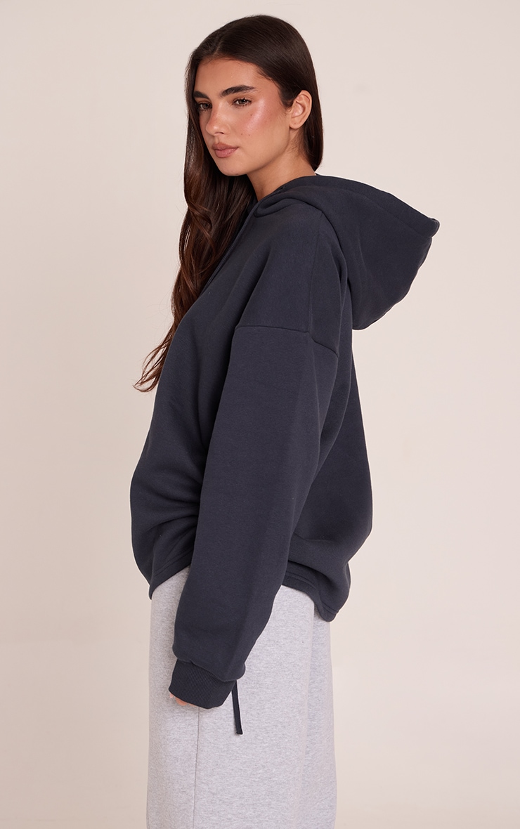 Navy Ruched Side Oversized Hoodie image 2