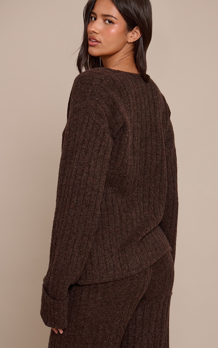 Tall Chocolate Hazel Knit Turn Up Cuff Cardigan  image 2