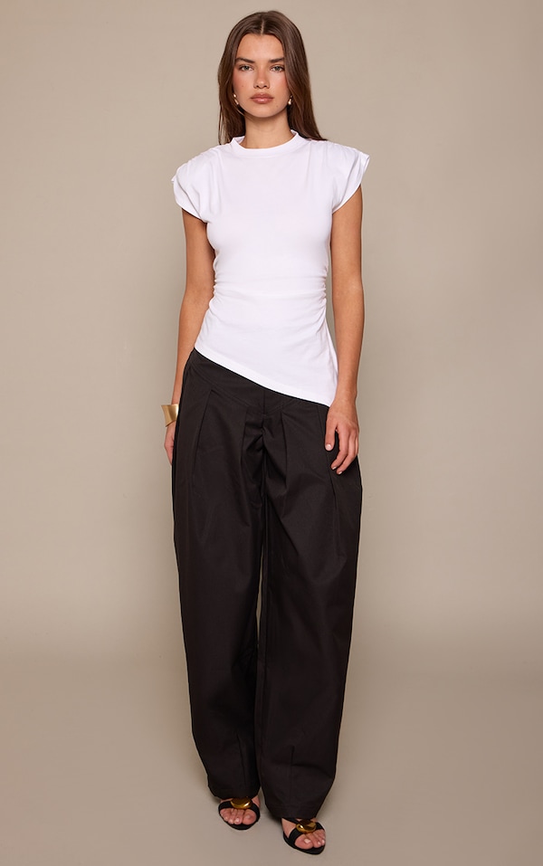Black Woven Pleated Balloon Pants
