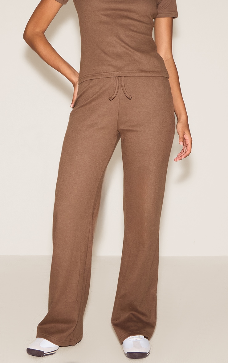 Mocha Low Rise Super Soft Skinny Flared Pants image 2