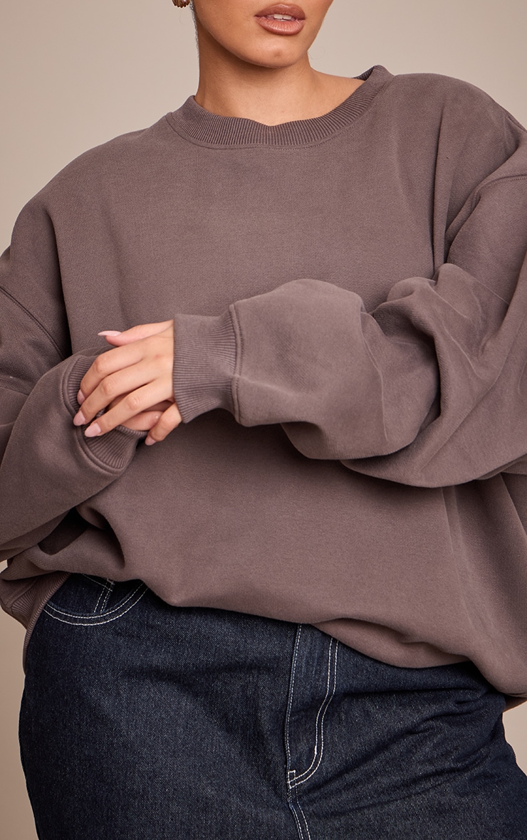 Plus Charcoal Cotton Fleece Pullover Sweatshirt image 4