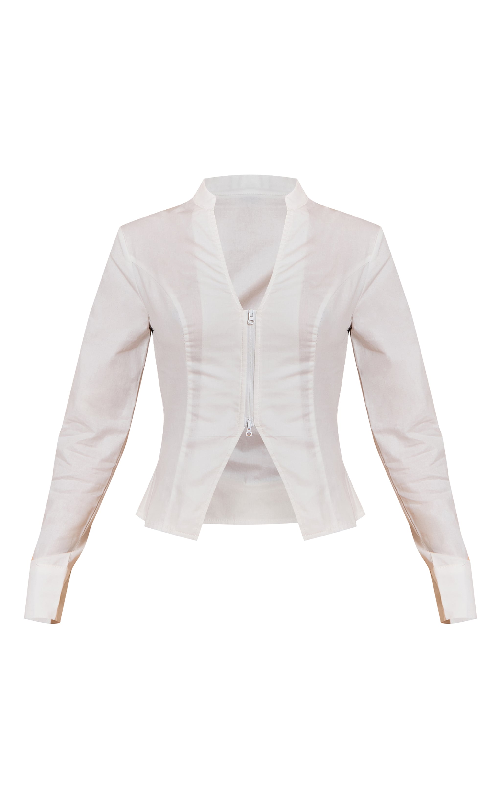 Petite White Zip Up Shirt image 5