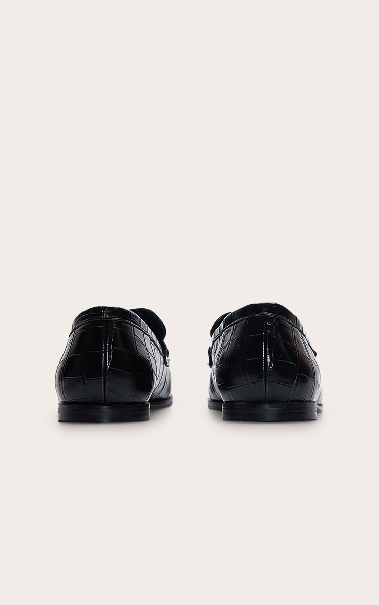 Black Croc PU Basic Squared Toe Loafer image 4