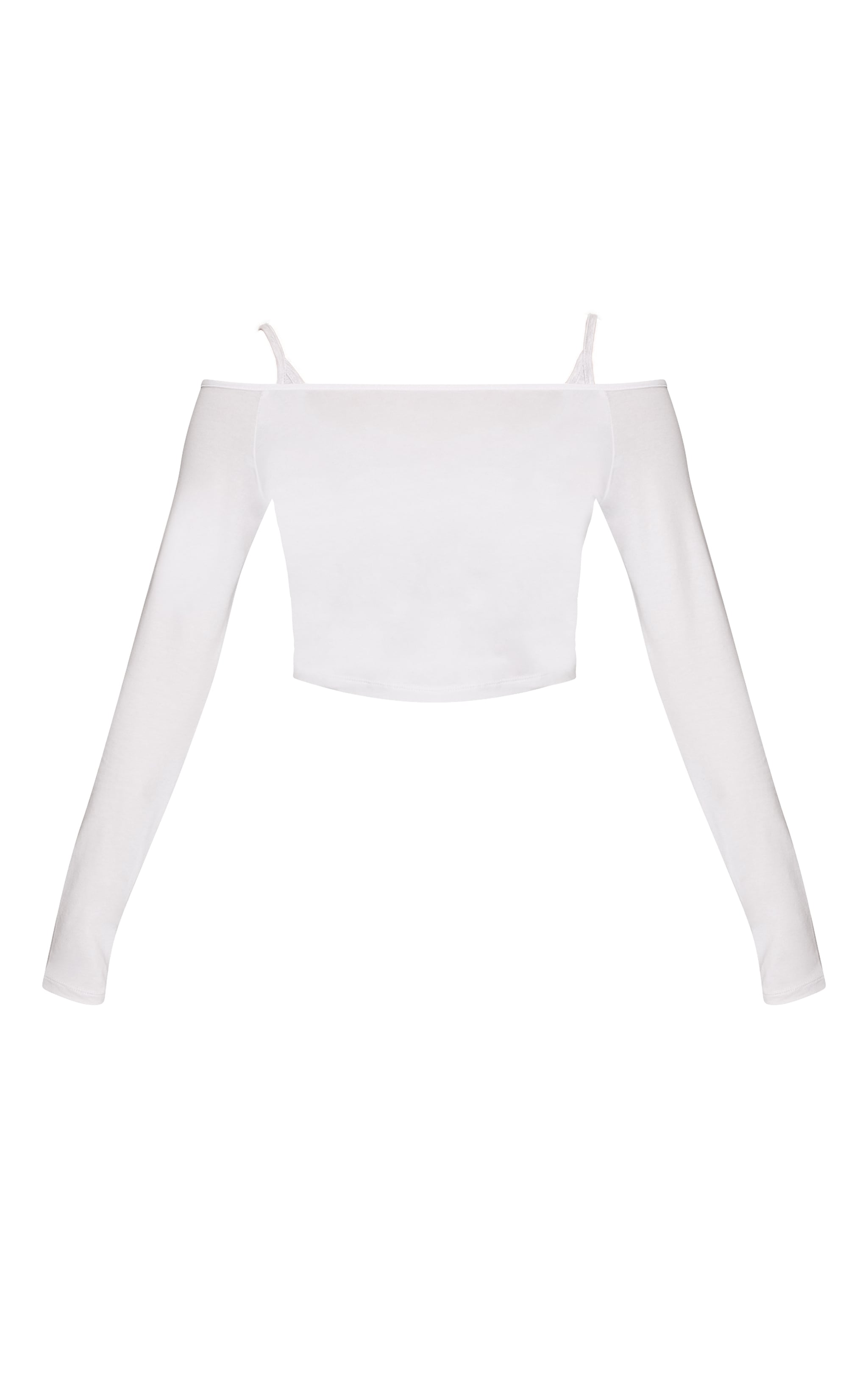 White Cotton Overlay Detail Bardot Long Sleeve Top  image 5