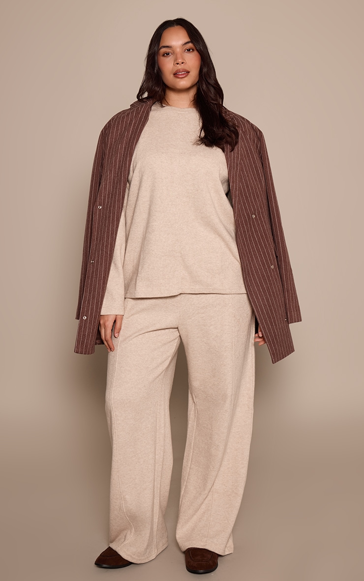 Plus Mocha Soft Rib Straight Leg Joggers