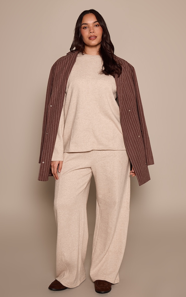 Plus Mocha Soft Rib Straight Leg Sweatpants