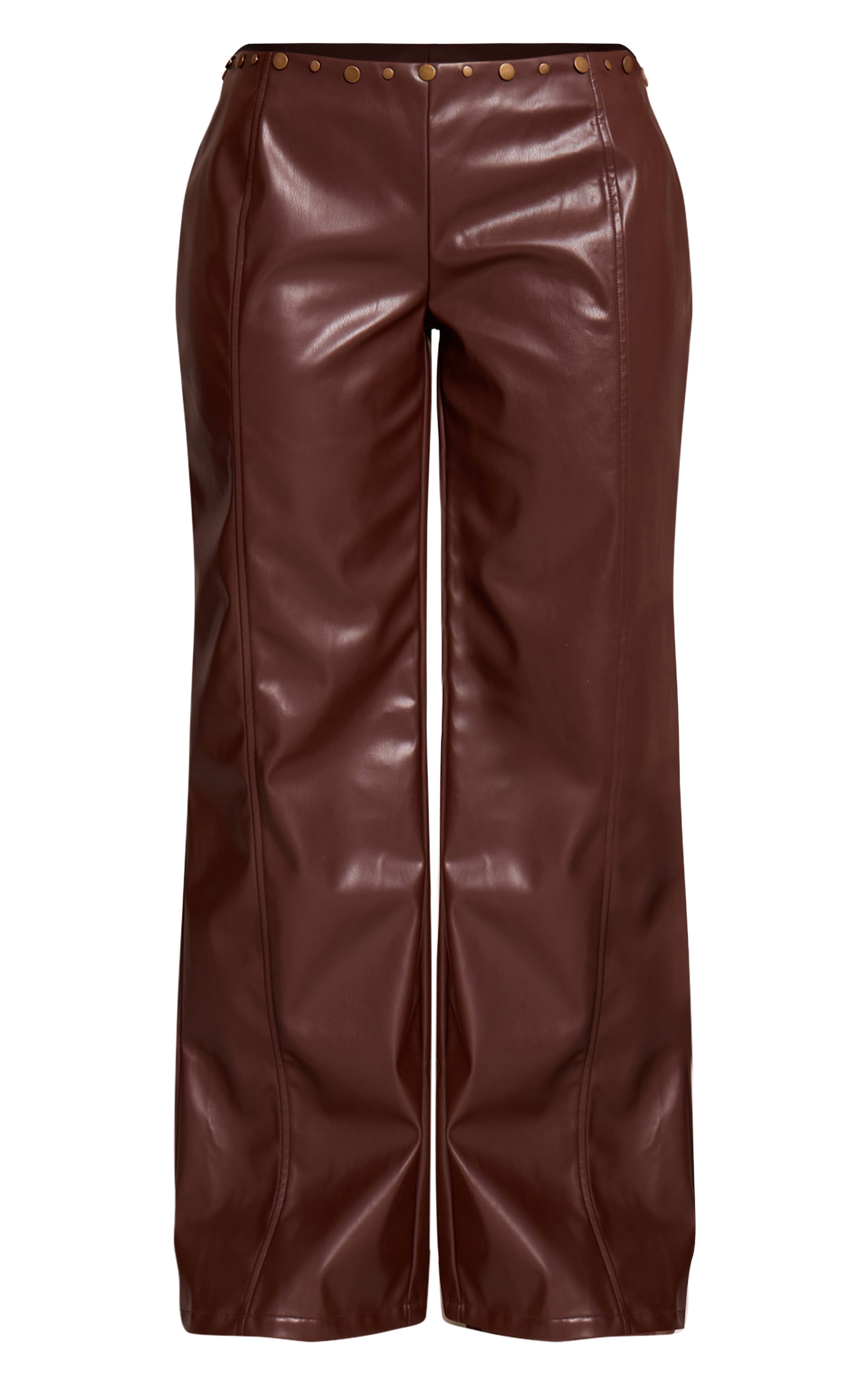 Petite Chocolate Stud Detail Wide Leg Pants image 5