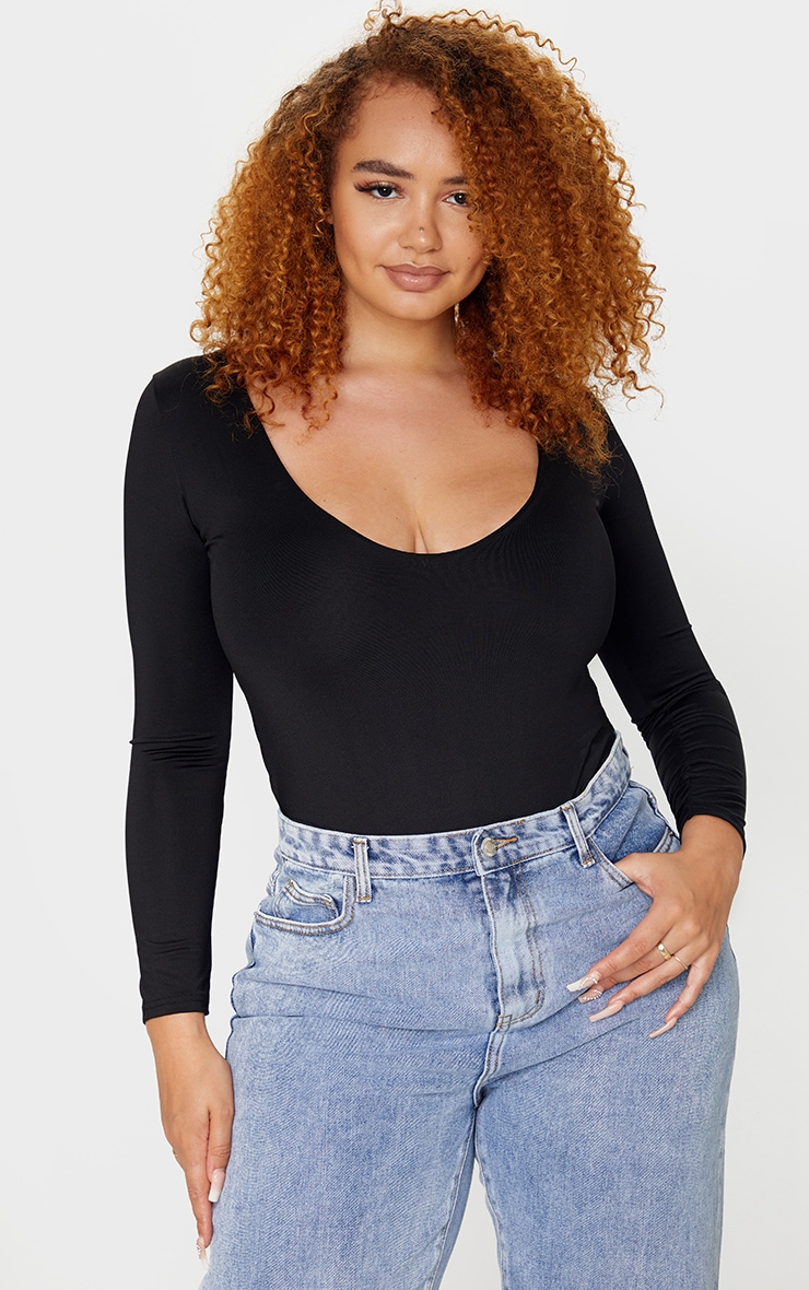 PLT Plus - Body moulant noir à col en V