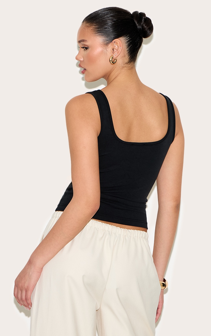 Black Premium Soft Touch Scoop Neck Vest Top image 2