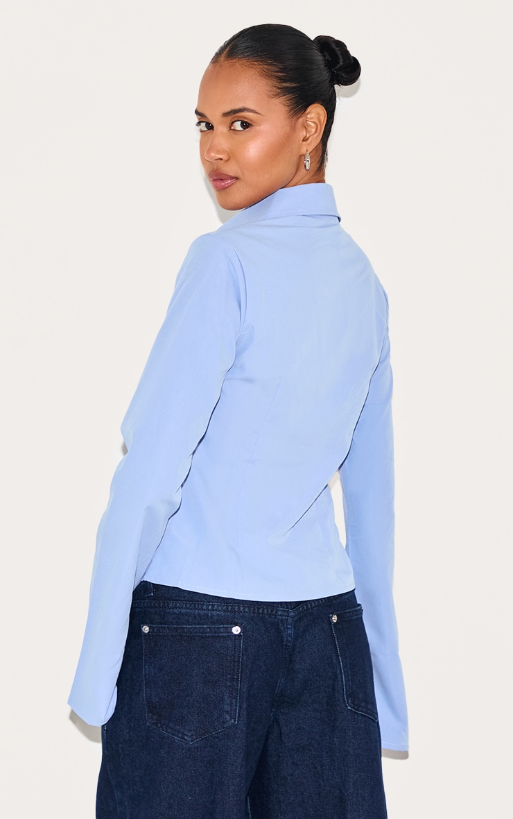 Light Blue Cotton Fitted Shirt image 2