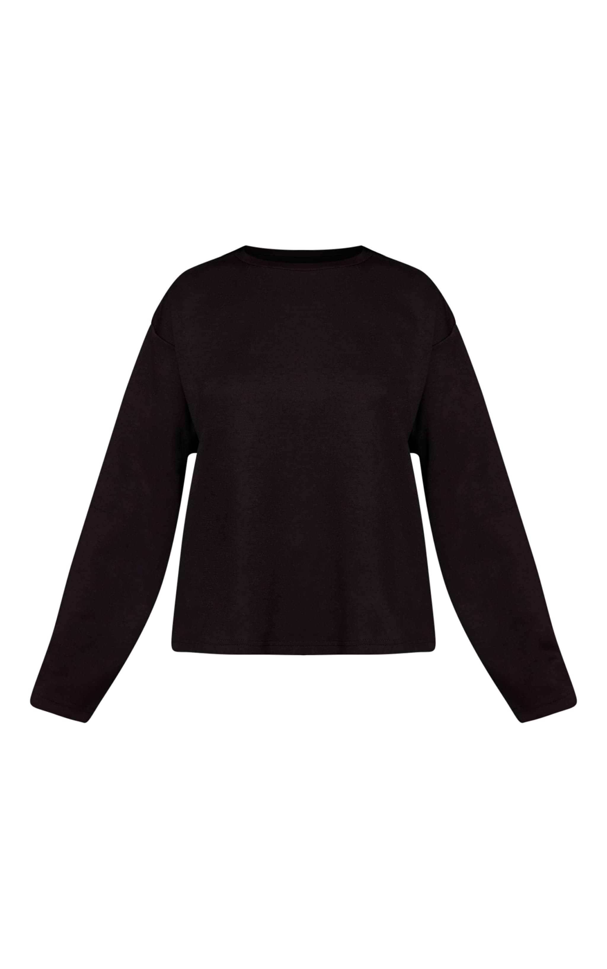 Petite Black Modal Oversized Long Sleeved T-shirt image 5