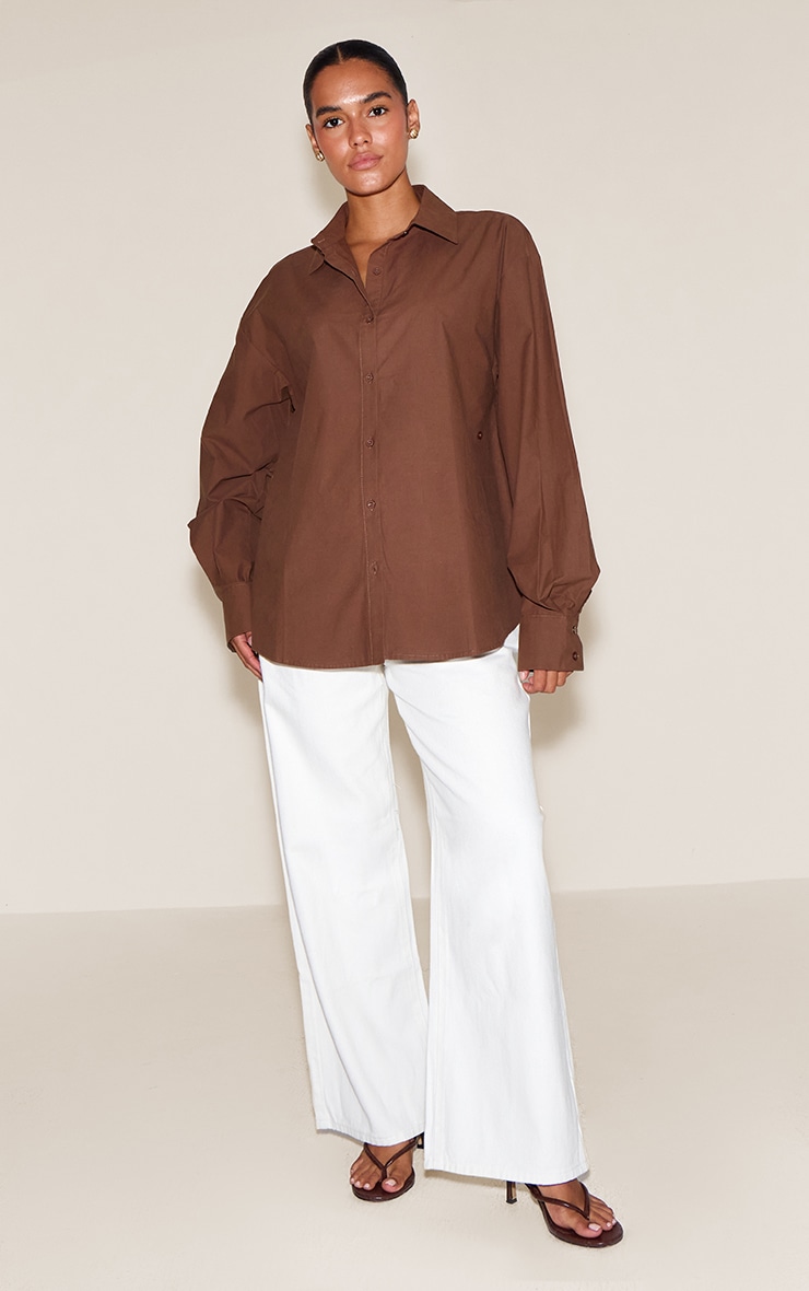 Chocolate Cotton Multi Button Cinched Shirt image 3