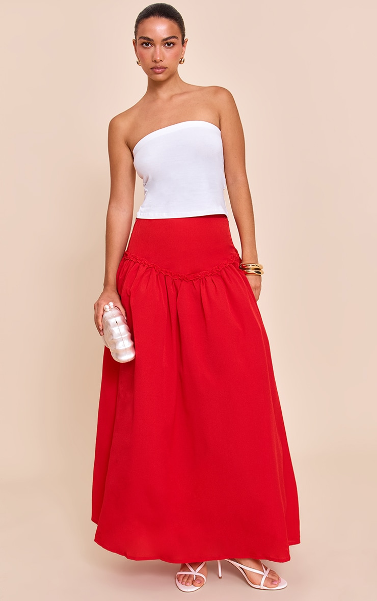 Jupe longue volumineuse rouge image 4