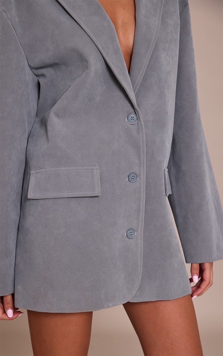 Robe blazer structurée en suédine bleu poudré image 4