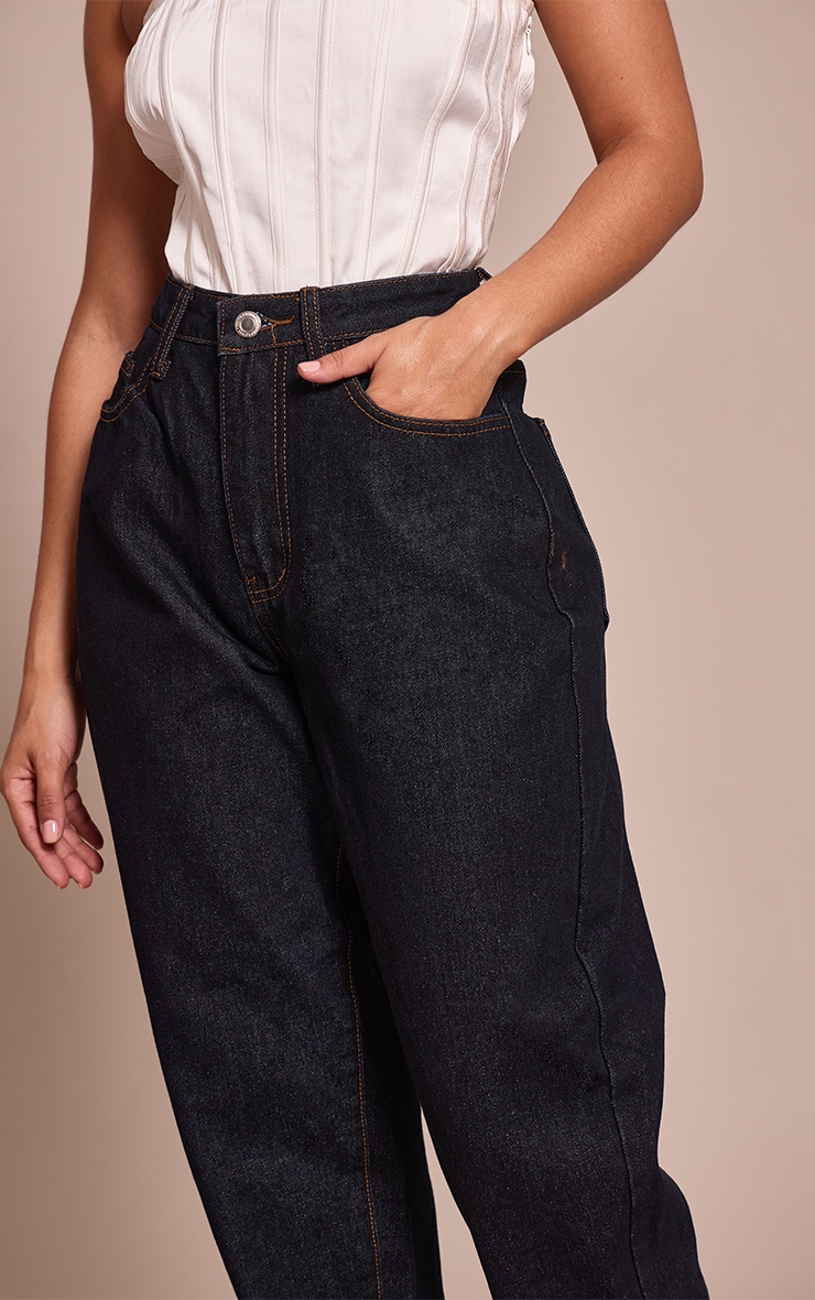 Petite Dark Indigo High Waist Mom Jeans image 4